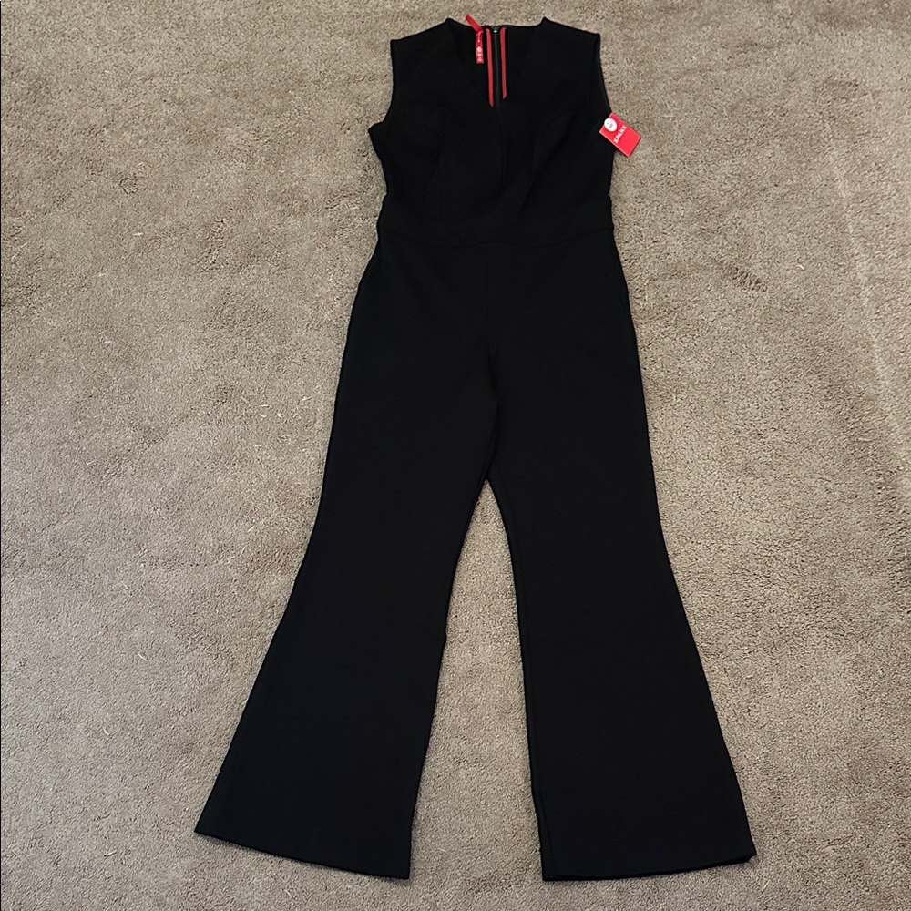 SPANX Black Jumpsuit with Red Zipper